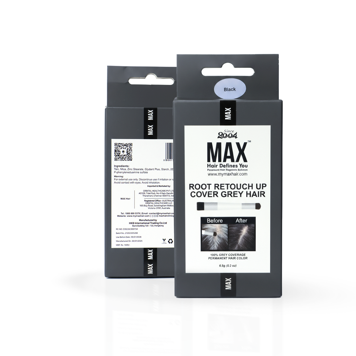 MAX Root Touch Up Hair Color – Black | Instant Gray Coverage (6g)