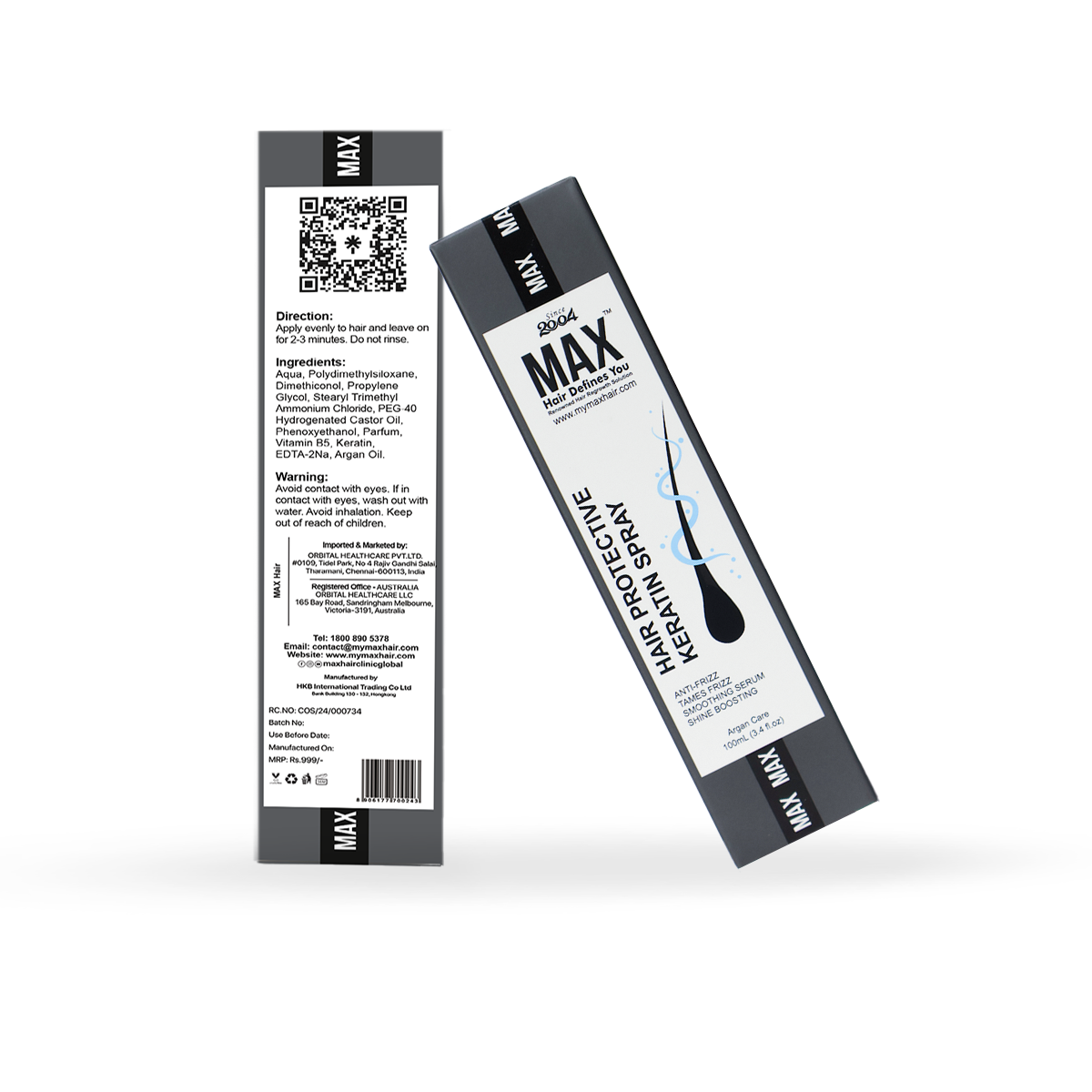 MAX Keratin Treatment Hair Spray – Smooth & Frizz-Free Shine (100ml)